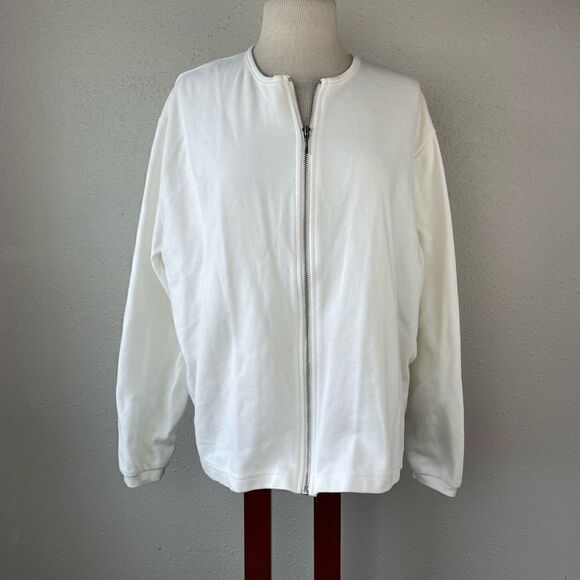 Time Out for Her Tops - Time Out for Her Full Zip White Jacket Size XL EUC